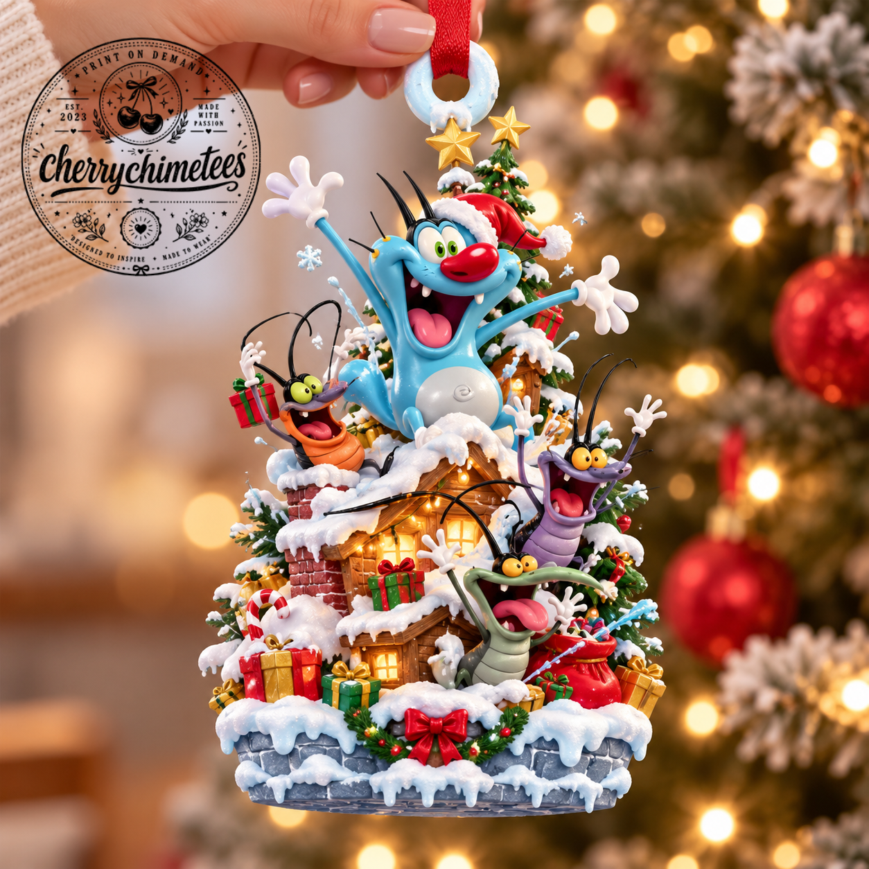 Oggy Christmas 2026 Cartoon Character Acrylic Ornament