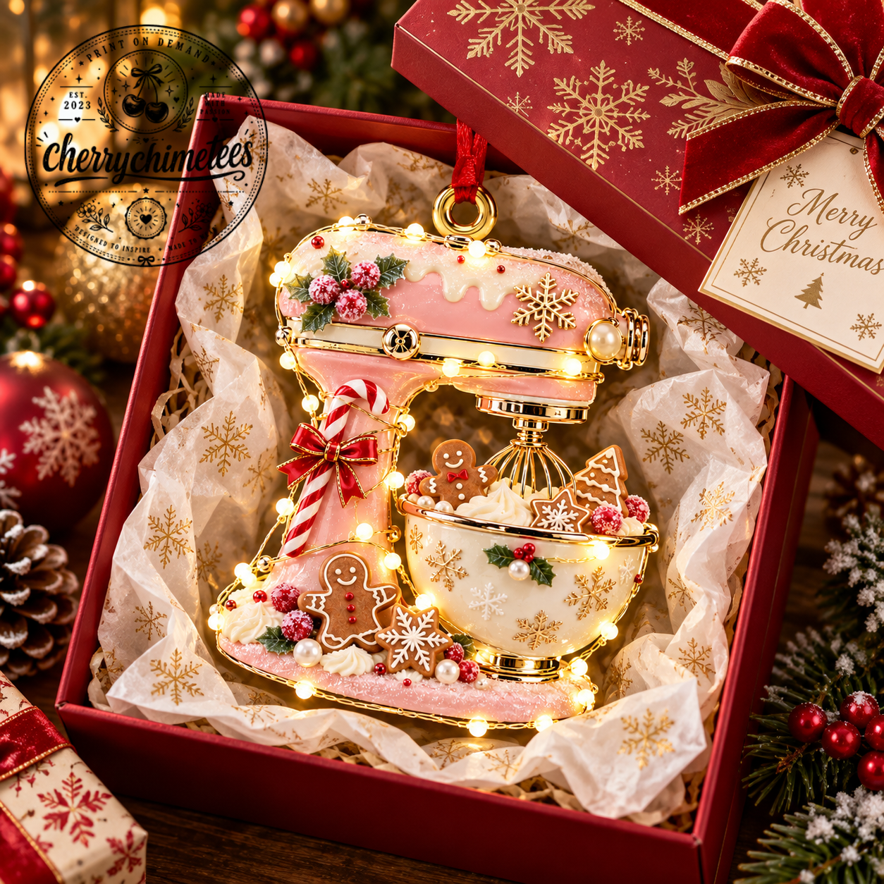 Pink Christmas Mixer Ornament (1) Pink Christmas Mixer Ornament