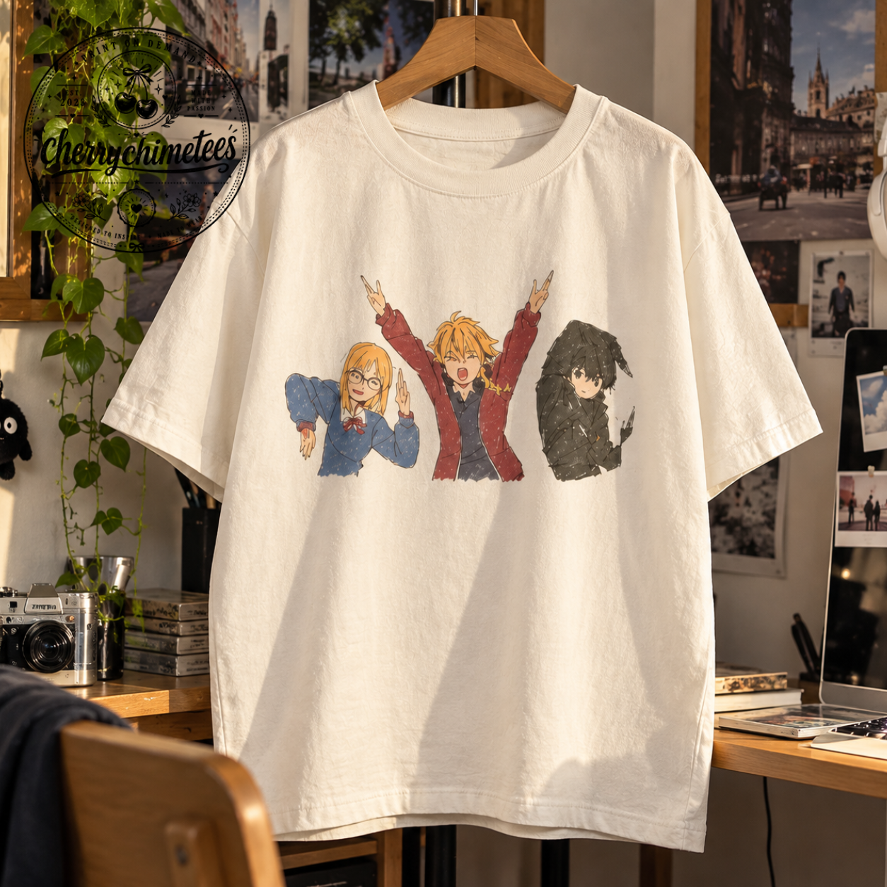 Anime Trio Friendship Graphic T-Shirt