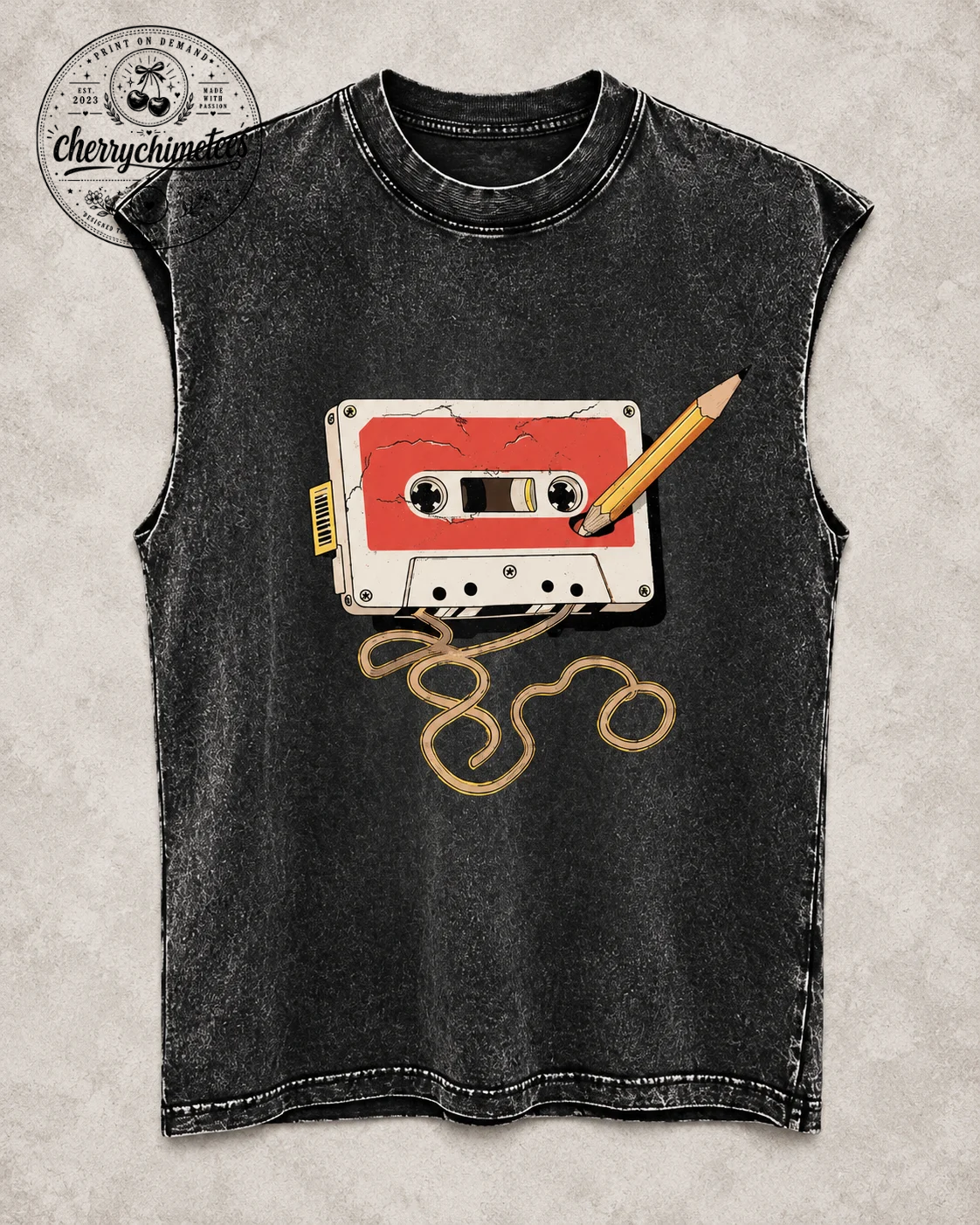 Vintage Cassette Graphic Sleeveless Tee